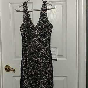 Navy overlay with tan lining dress